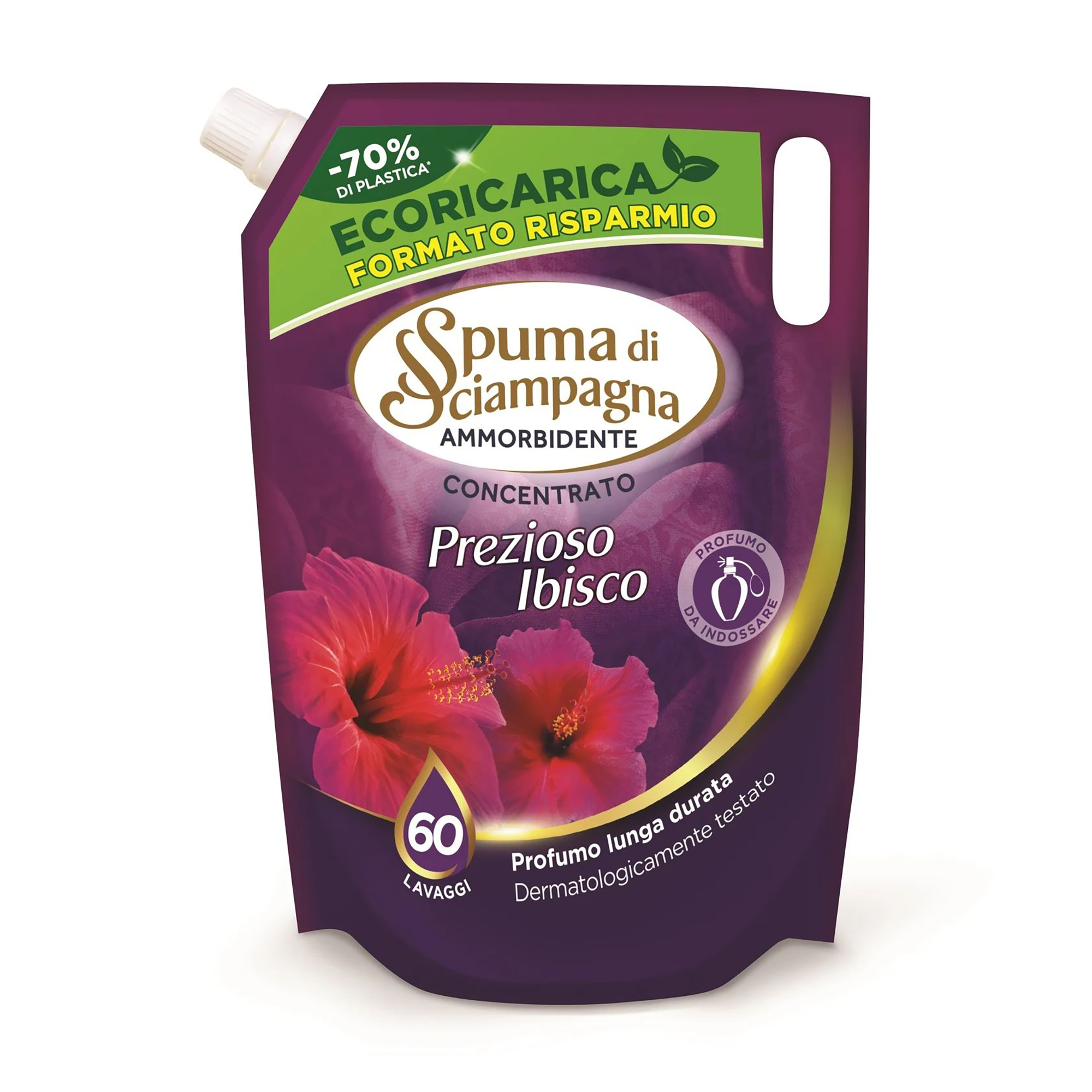 Концентрований кондиціонер для білизни Spuma di Sciampagna Prezioso Ibisco 60 циклів прання, 1.2 л (дойпак)